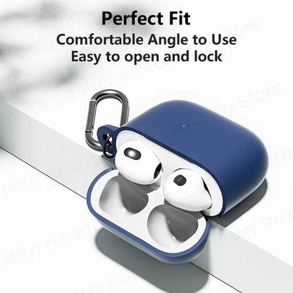for 2024 AirPods 4 earbuds Solid color Earphone Protector cases with keychain liquid silicone soft for New AirPods 4 ANC Cases