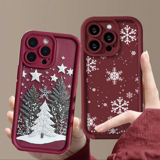 Christmas Tree New Year Case For IPhone 17 14 15 16 Pro Max Plus 16E 12 13 Mini 17 Air Silicone Full Protection Shockproof Shell