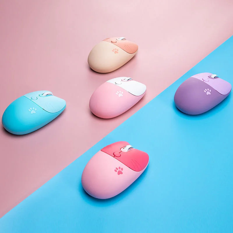 Pink Wireless Cute Meow Mouse Cartoon Silent Optical Ergonomic 1600DPI Mause Computer USB Gamer Mice For Laptop PC Gifts