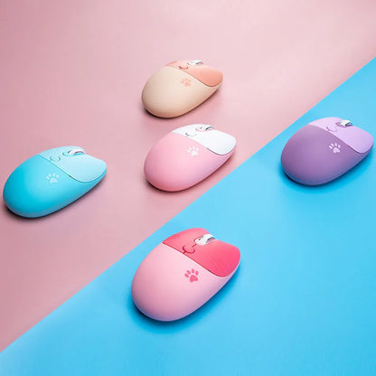 Pink Wireless Cute Meow Mouse Cartoon Silent Optical Ergonomic 1600DPI Mause Computer USB Gamer Mice For Laptop PC Gifts