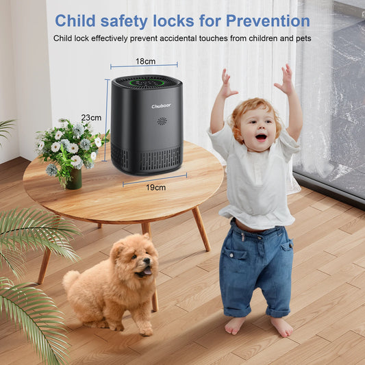 Smart Air Purifier for Home CADR 250m³/h for 18m² App Control H13 HEPA for Bedroom office for Smoke Pet Hair Dust Pollen Odor