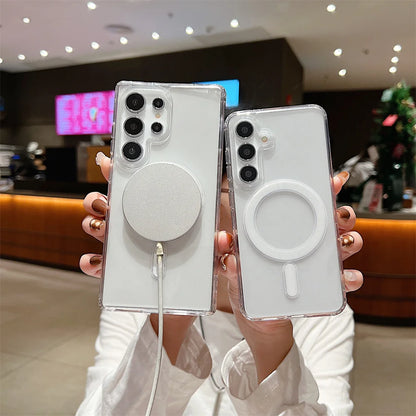 Magnetic Magsafe Wireless Charge Case for Samsung Galaxy S25 S24 S23 S22 S21 Plus S 25 24 23 21 FE Ultra Clear Shockproof Cover