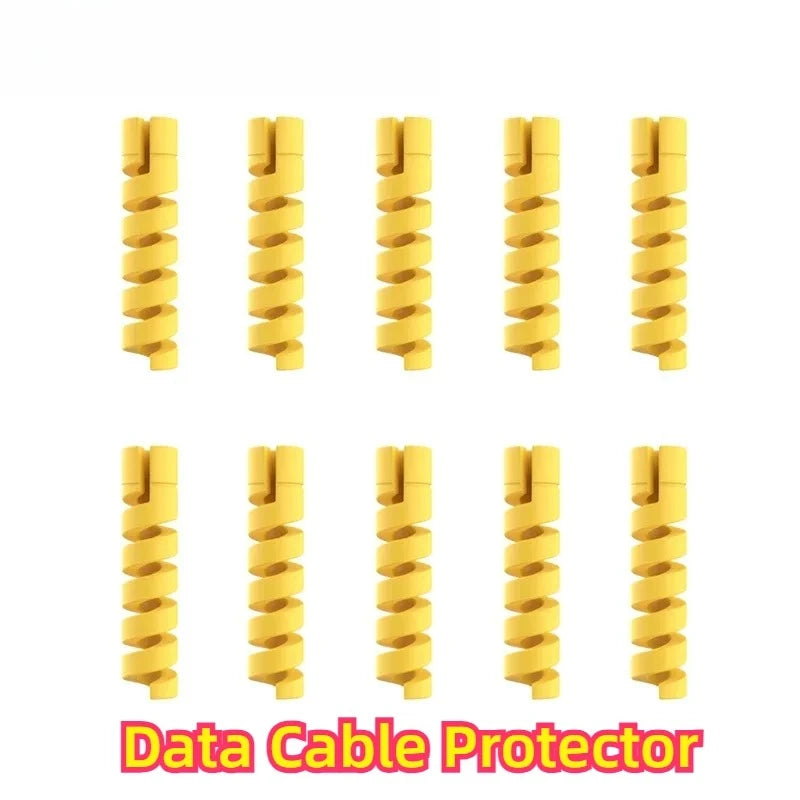 10pcs Silicone Data Cables Protector Winder Pipe Flexible Phone Charge Cable Spiral Winder Cords For Phone USB Charger Wires