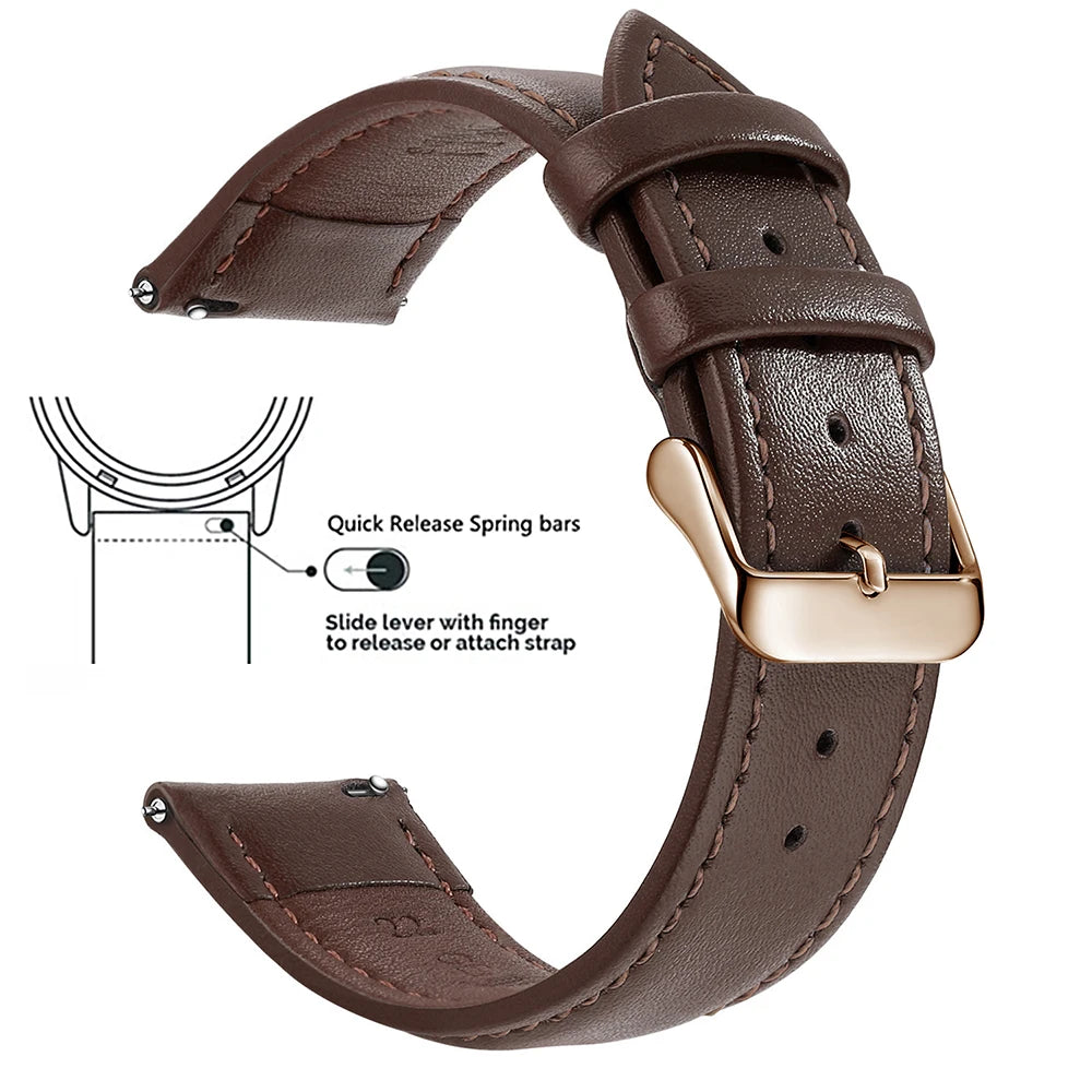 Top Grain Genuine Leather Watch Band, Quick Release 12/14/16/18/19/20/21/22/24 mm Watch Straps, Replacement Bands for Men Women