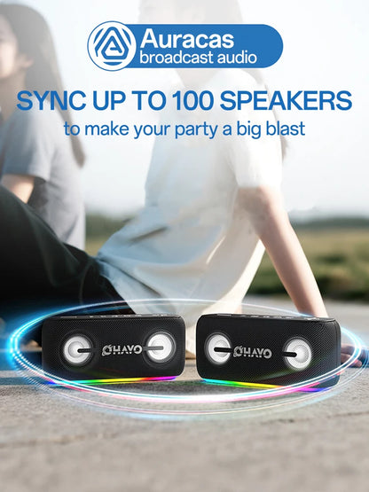 Ohayo S15 Portable Bluetooth Speaker with 60W Powerful Sound and Intense Bass, IPX6 Waterproof Wireless LED Computer Speaker