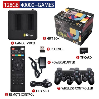 G11 Pro Built-in 60000 Game Video Game Console 4K HD 2.4G 256GB Wireless Controller Emuelec4.3 S905X2 Dual System Family Gamebox