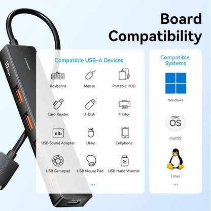 Vention Usb Hub 4 Port ABS Hub USB 3.2 10Gbps for Laptop Multi Splitter Adapter For Xiaomi Macbook PC Computer Accessories