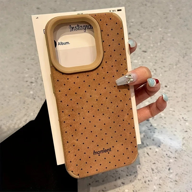 Small Love Heart Luxury Matte Lambskin Faux Leather Phone Case For iPhone 17 16 Pro Max 15 14 13 12 11 XS Max XR X 16 Plus Cover