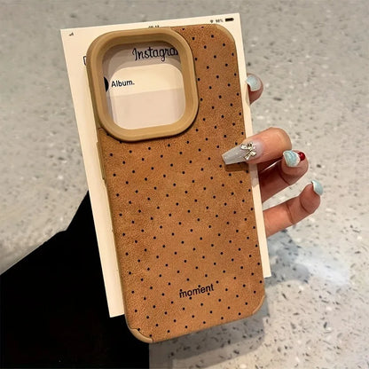 Small Love Heart Luxury Matte Lambskin Faux Leather Phone Case For iPhone 17 16 Pro Max 15 14 13 12 11 XS Max XR X 16 Plus Cover