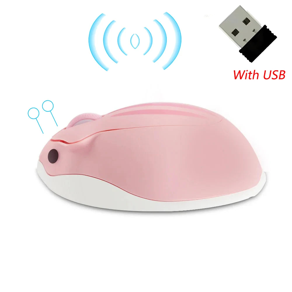 Cute Cartoon Hamster Shape Creative Mouse Bluetooth/2.4G Mini Wireless Mute Ergonomic Optical Mice PC Laptop Desktop Universal