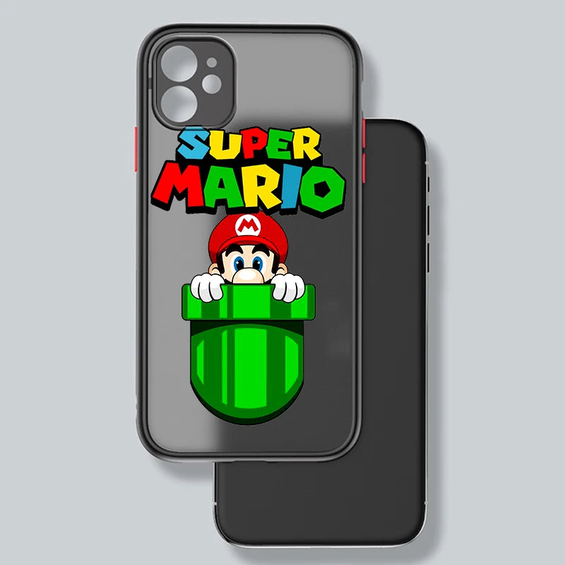 Mario Cool Cute Cartoon Frosted Translucent For Apple iPhone 15 14 13 12 11 XS XR X 8 7 SE Pro Max Plus Mini Soft Phone Case