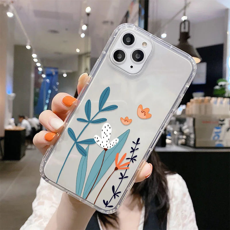 Floral Case For Samsung S23 Ultra S22 S21 S20 FE A54 5G A53 A52 A13 A12 A14 A51 A34 A33 A32 A23 A22 A71 A72 A73 TPU Funda Covers