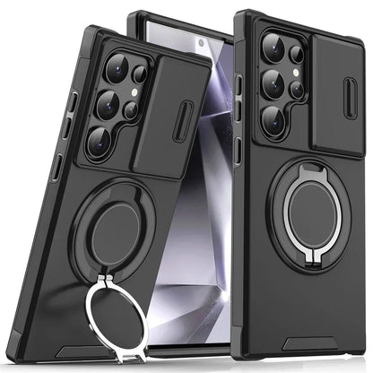 Armor Magnetic Bracket Case for Samsung S25 S24 S22 S21 S23 S20 Ultra Plus FE Slide Camera Protection Shockproof Cover