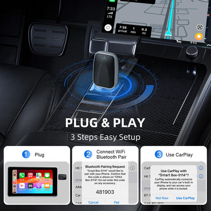 2 in 1 Smart Dongle AI Box Mini Adapter Wired to Wireless Carplay&Android Auto Compatible with 99% of Cars Plug and Play WiFi