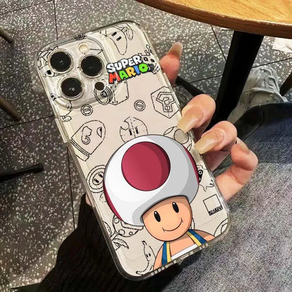 Luxury Supers M-Marios Cartoon Phone Case For Apple iPhone 17 Air 16e 16 15 14 13 12 11 Mini Pro Max Plus Transparent Soft Cover