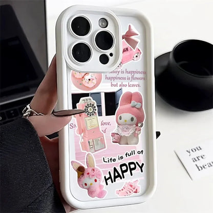 Ins Lovely Hello Kitty Phone Case For iPhone 16 Pro Max 15 14 13 12 11 Xr Xs Max 7 8 PLUS Y2K Cartoon Anime Anti Fall phone Case