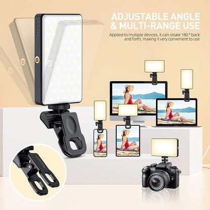 LED Selfie Light Phone Fill Light 120 LED 3000mAh Rechargeable Portable Video Light for Tiktok Vlog Video Conference Selfie