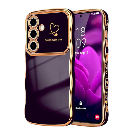 Wave Heart Shape Soft Case For Samsung Galaxy S25 S24 S23 S22 Ultra Plus S24FE A16 A56 A36 A55 A54 A15 A25 A26 A35 5G 4G  Cover