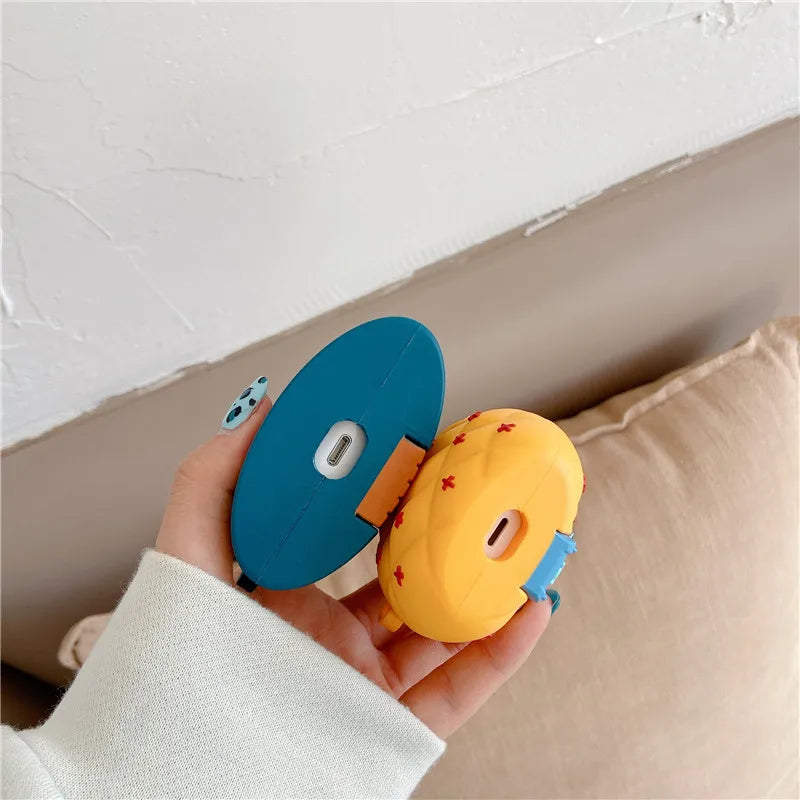 Pineapple Wooden Man Cute Cartoon Silicone Case For Apple Airpods 3 2 1 Pro With Keychain Case Wireless Charging Soft Cover Box