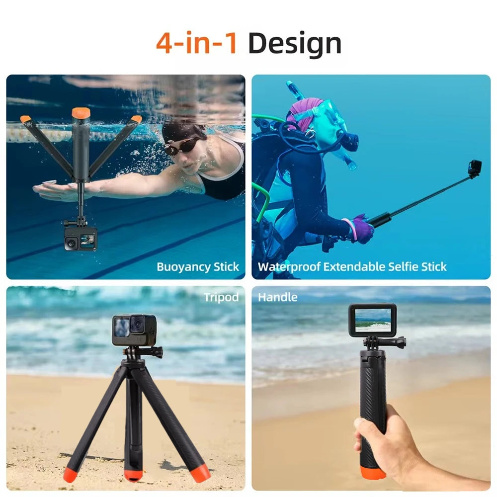 BSLIUFANG underwater buoyancy pole extendable selfie stick tripod suitable for GoPro Insta360 DJI OSMO sports camera accessories