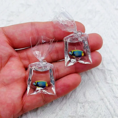 10pcs Coral Fish bag Resin Charms Ocean Transparent Small Fish In Water Bag Jewelry Pendant Jewelry Handmade DIY Material