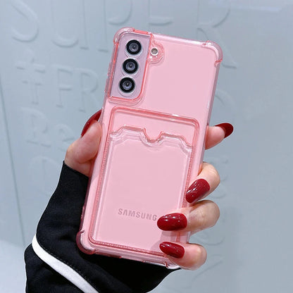 Card Bag Wallet Clear Phone Case For Samsung Galaxy A15 A25 A35 A55 A14 A24 A34 A54 A13 A23 A33 A53 S21 S22 S23 5G Bumper Cover