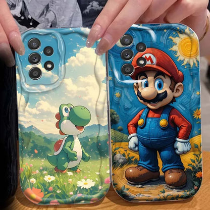 M-Marios Cartoon Popular Phone Case For Samsung A73 A72 A71 A56 A55 A54 A53 A52 A51 A32 A36 A26 A25 A13 A14 5G Wave Oil