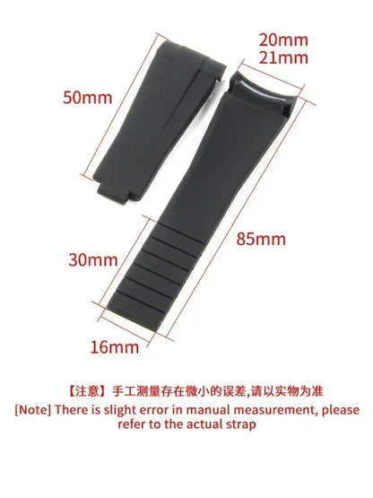 For Rolex Silicone Watch Accessories Original GMT Black Submariner Green Submariner Curved Interface Watch Strap 20 21mm