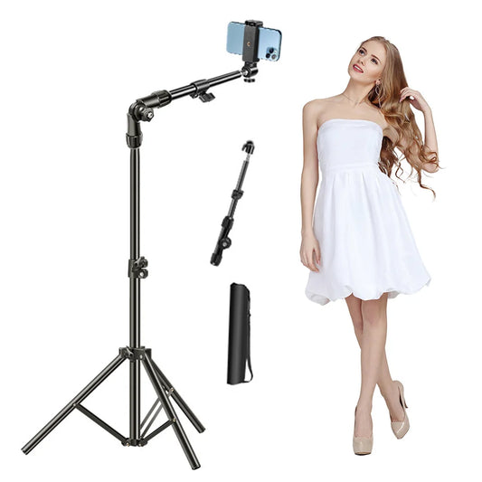 Phone Tripod Adjustable Horizontal Overhead Tripod Cell Phone Tripod Stand for Video Recording