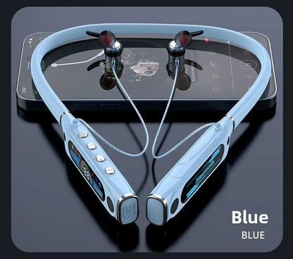 Neck-hanging outdoor sports Bluetooth headset Hidden TF card LCD digital display Long battery life Large capacity battery headse