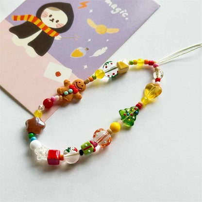 Cute Christmas Tree Phone Chain Pendant Wrist Strap Anti-lost Lanyard For iPhone 16 Decorative Strap Bracelet Phone Accessories