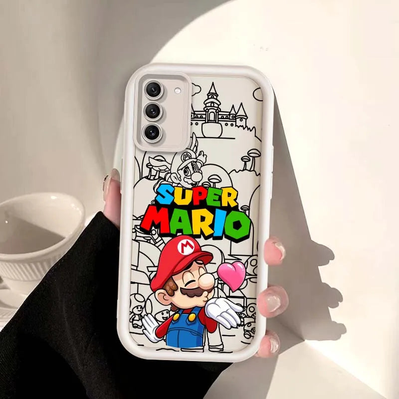 Anime M-Marios Cartoon Phone Case For Samsung Galaxy S25 S24 S23 S22 S21 S20 Ultra Plus FE 5G Eye Ladder Soft TPU Cover