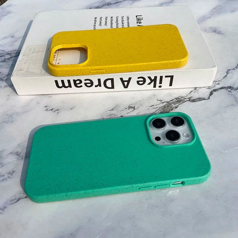 Fashion Wheat Straw Silicone Soft Case For iPhone 17 Air 16E 16 15 14 13 12 11 Pro Max Plus Eco-friendly Shockproof Matte Cover