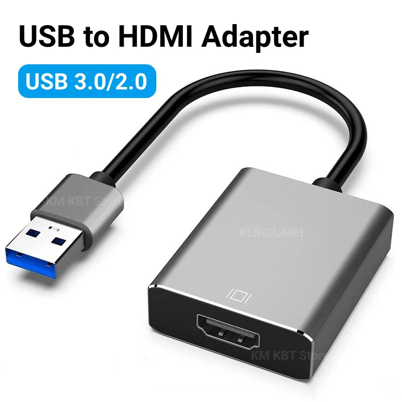 USB to HDMI Adapter HD 1080P USB 3.0 to HDMI-Compatible Converter External USB Adapter Video Adapter Cable for Desktop Laptop PC