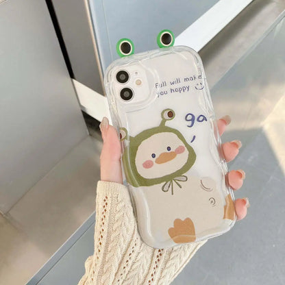 3D Cat Ears Frog Eyes Cute Shy Animal Case for Samsung Galaxy S25 Plus S23 S24 Ultra FE A56 A16 A36 A55 A35 A54 A53 A15 A26 5G