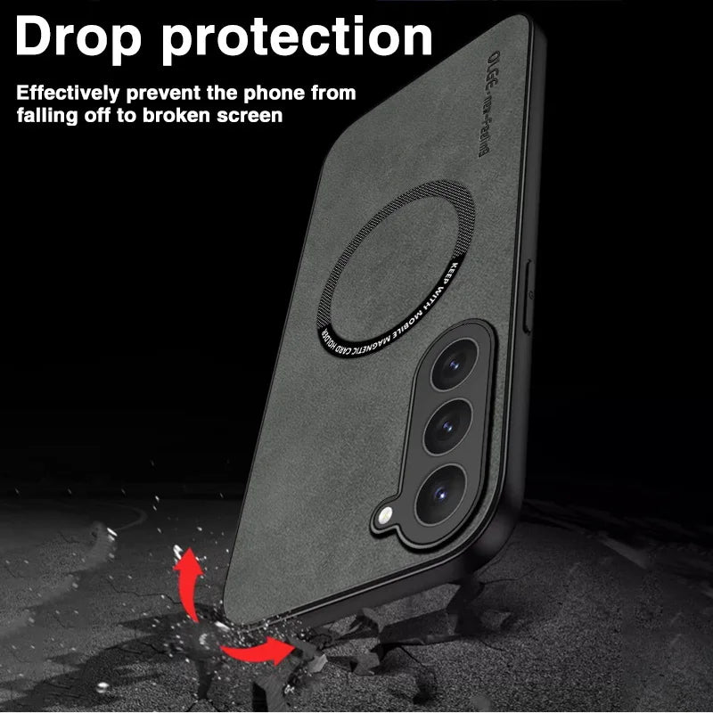 Magnetic For Magsafe Leather Case For Samsung Galaxy S23 S22 Ultra S21 FE S25 S24 Ultra Luxury Wireless Charge Shockproof Cover