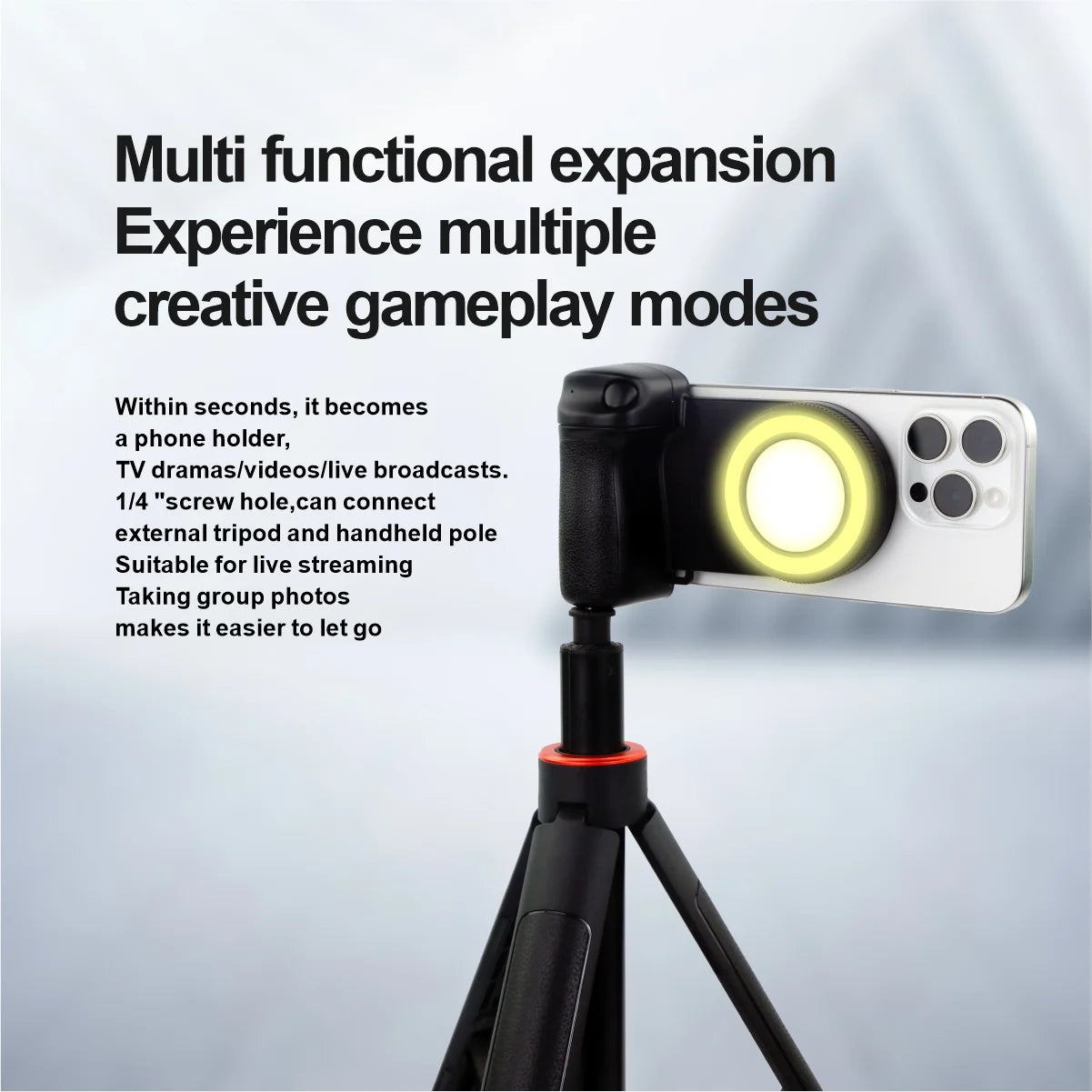 2025 MagSafe Smartphone Camera Shutter Grip Bluetooth Selfie Handle Camera Photo Stabilizer with Fill Light for Iphone Android