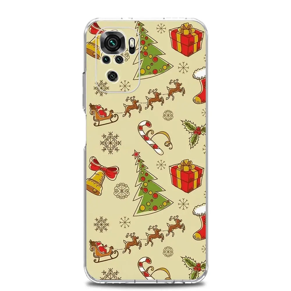Phone Case For Xiaomi Redmi Note 14 13 12 4G 9S 9 10 11 Pro Plus 5G 14C 13C 12C 10C 9A Clear Soft TPU Cover Cartoon Christmas