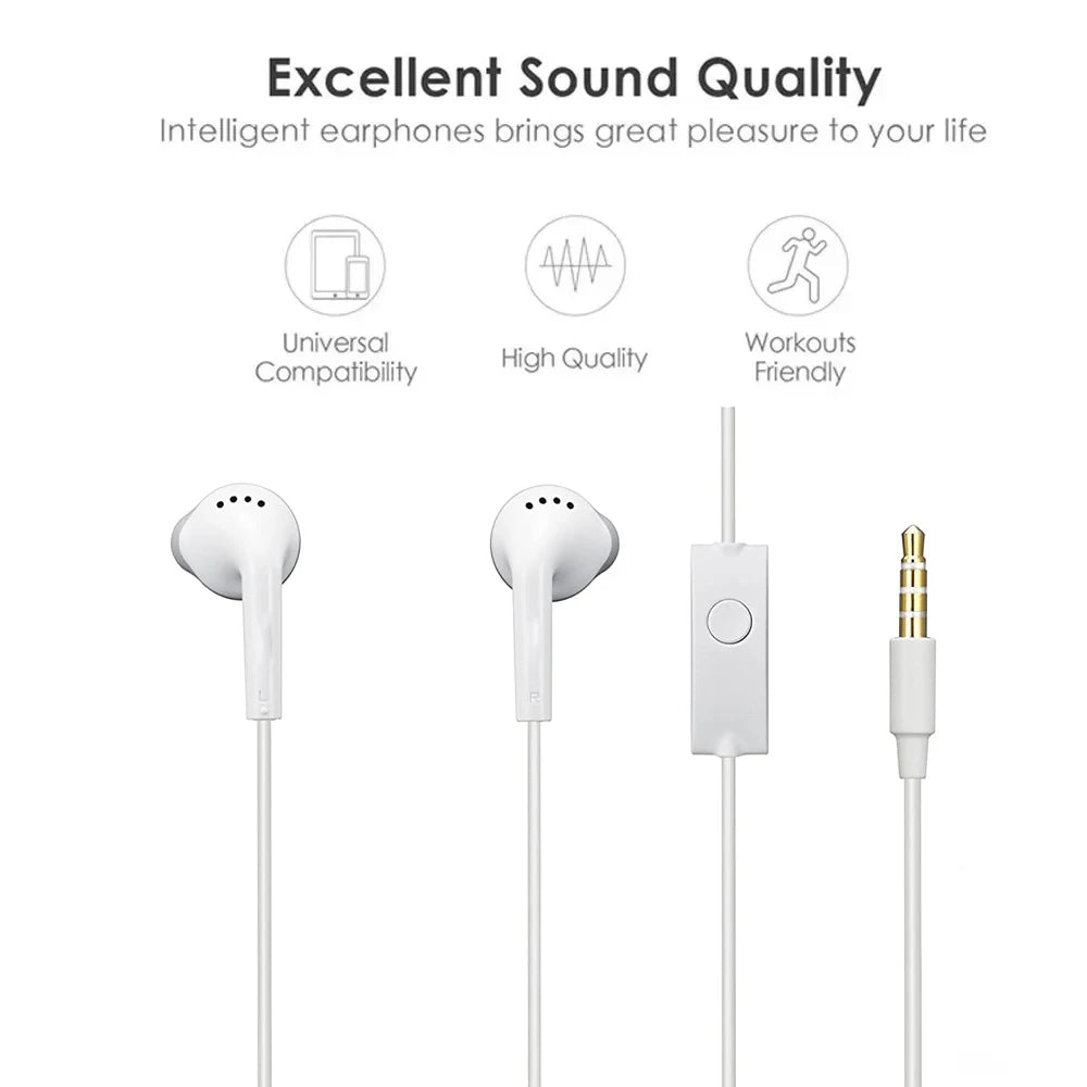 For Samsung Earphone EHS61 S5830 3.5mm Wired Headset With Mic For Galaxy A15 A14 A06 A05 A25 A34 A13 A12 M15 M34 M14 S9 S10 Plus
