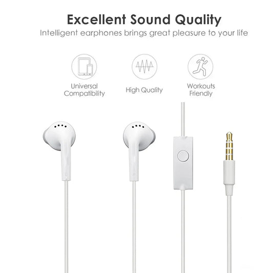 For Samsung Earphone EHS61 S5830 3.5mm Wired Headset With Mic For Galaxy A15 A14 A06 A05 A25 A34 A13 A12 M15 M34 M14 S9 S10 Plus
