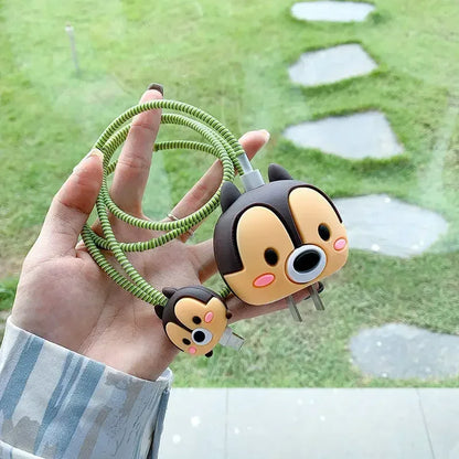 4Pcs Set Cable Protector for iPhone / iPad 18W/20W Charger Protector Case 3D Cartoon Cable Management Phone Wire Cord Organizers
