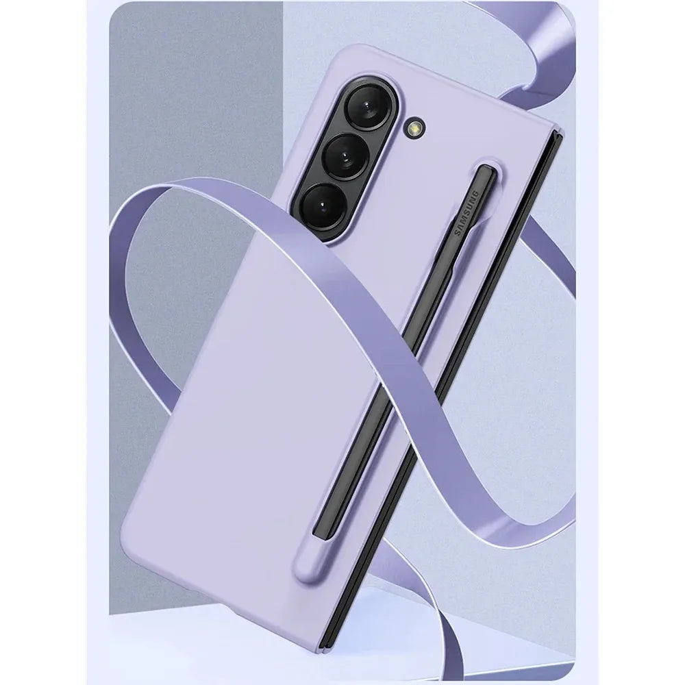 Skin Feel Slim Case for Samsung Galaxy Z Fold 6 5 4 3 with Stylus Pen Slot Holder Plastic Fold Shockproof Protection Hard Cover