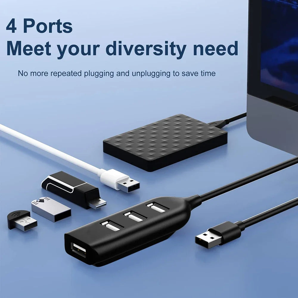4Ports USB 2.0 Hubs Multi USB Splitter Hub Expander High Speed Transfer OTG Adapter for PC Macbook Laptop Computer Accessories