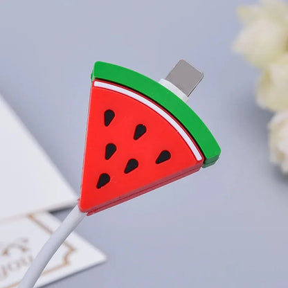 Cute Fruits Cable Protector Cartoon Charger Protector Cable Winder Organizer Data Line Cord Protective Cover For iPhone