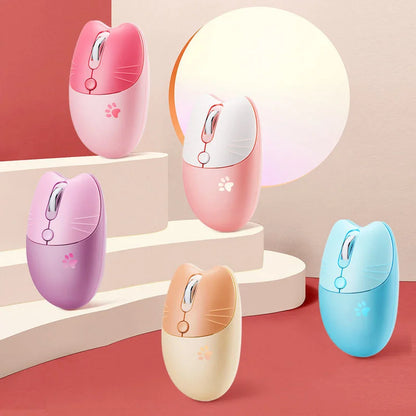 Pink Wireless Cute Meow Mouse Cartoon Silent Optical Ergonomic 1600DPI Mause Computer USB Gamer Mice For Laptop PC Gifts