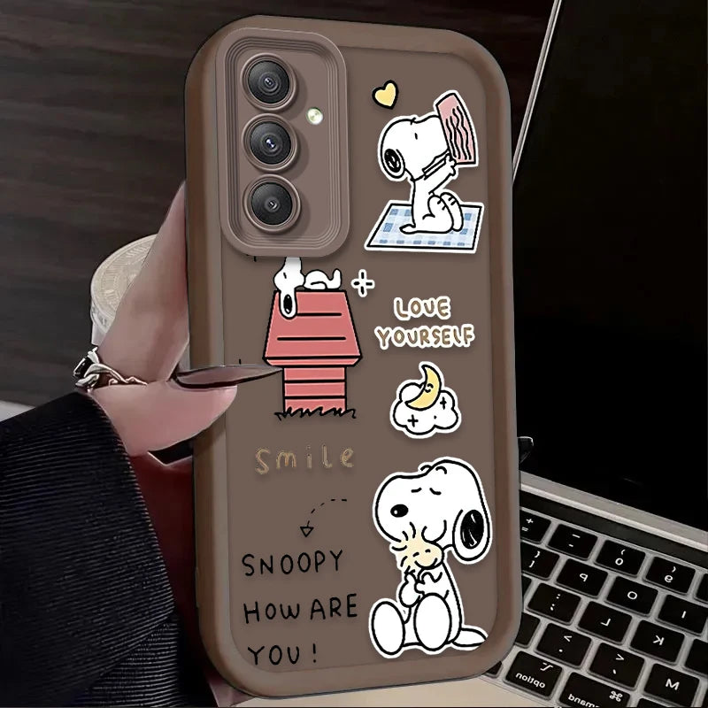 Cute Anime S-Snoopys Case For Samsung Galaxy S24 S25 S23 Ultra S22 S21 Plus FE A36 A56 A26 A16 A06 A15 A25 A35 A55 5G Back Cover