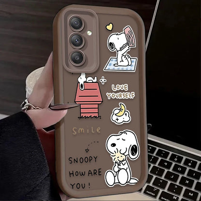 Cute Anime S-Snoopys Case For Samsung Galaxy S24 S25 S23 Ultra S22 S21 Plus FE A36 A56 A26 A16 A06 A15 A25 A35 A55 5G Back Cover