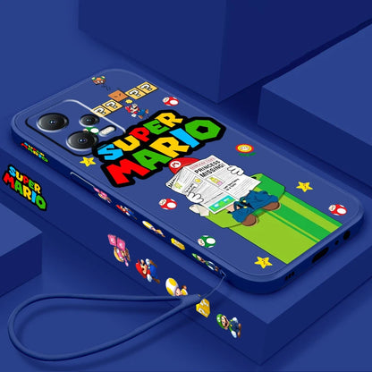 S-Super M-Marios B-Bros Cute Liquid Left Rope For Xiaomi Redmi Note 13 12 12S 12R 11 11T 11S 10 10S Pro Plus 5G TPU Phone Case