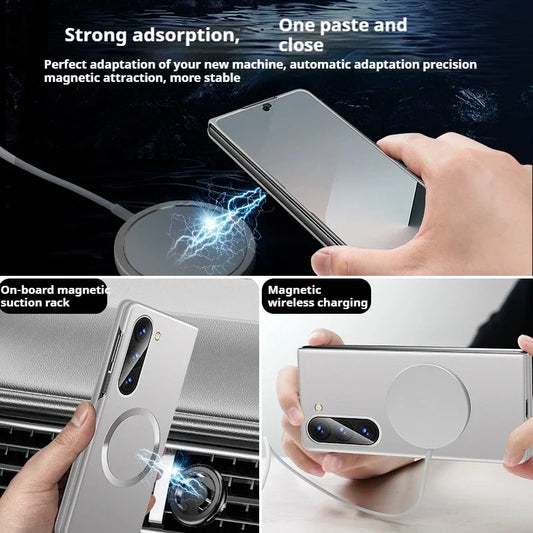 Ultra Thin Matte Metallic Magsafe Magnetic Case For Samsung Galaxy Z Fold 7 6 5 4 3 Wireless Charge Shockproof Protection  Cover