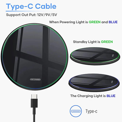 Wireless Charger Pad for iPhone 17 16 15 14 13 12 11 Samsung Xiaomi Phone Chargers Induction Fast Charging Dock Station